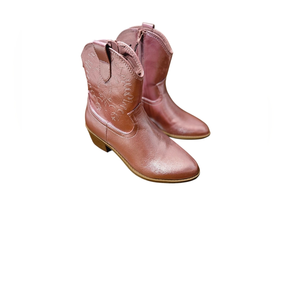 Madden NYC Girl's Pink Metallic Cowgirl Boots Size 4